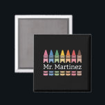 Aimant Nom de l'enseignant Crayon personnalisé Cute Back<br><div class="desc">Nom de l'enseignant personnalisé Crayon Cute Back to School</div>