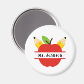 Aimant Nom de l'enseignant personnalisé Apple (Recto/Verso)