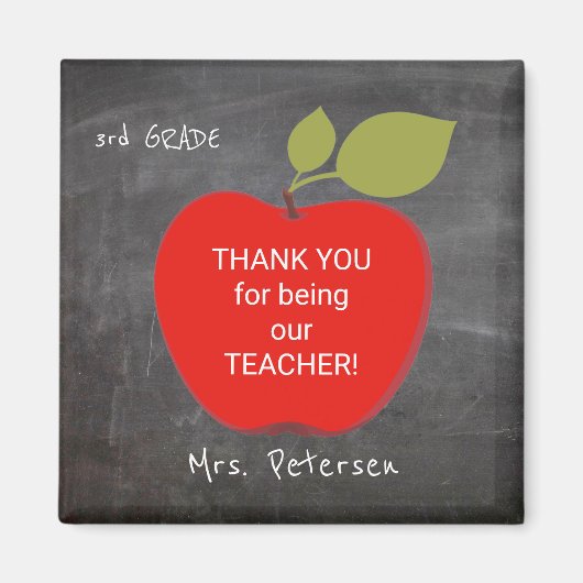 Aimant Nom de l'enseignant | Red pomme blackboard merci (Devant)