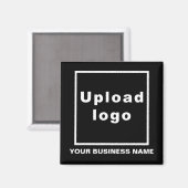 Aimant Nom de l'entreprise et logo Carré noir (Recto/Verso)