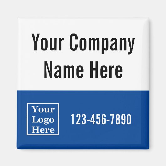 Aimant Nom de l'entreprise Logo Numéro de téléphone bleu  (Devant)