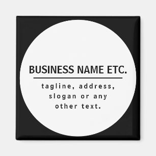Aimant Nom de l'entreprise & Slogan/autre texte Noir &
