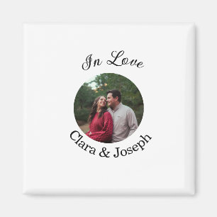 Aimant nom de photo circulaire de couple amoureux mariage