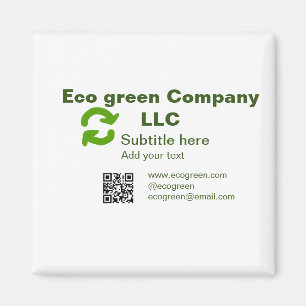 Aimant nom de société éco verte q r code site web email d