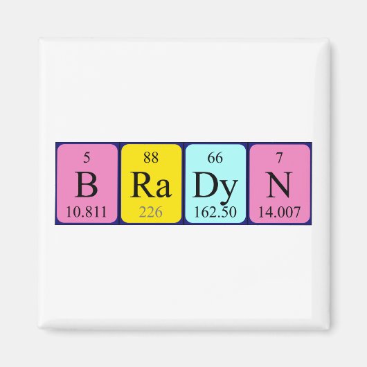 aimant nom de table périodique Bradyn (Devant)