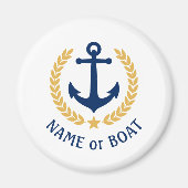 Aimant Nom du bateau Ancre Gold Style Laurel bleu blanc (Devant)