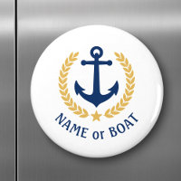 Nom du bateau Ancre Gold Style Laurel bleu blanc