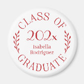 Aimant Nom du diplômé de l'année en typographie rouge (Devant)