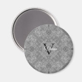 Aimant Nom du monogramme d'aquarelle gris ultime (Recto/Verso)