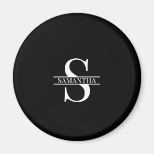 Aimant Nom du monogramme moderne noir et blanc