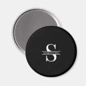 Aimant Nom du monogramme noir et blanc moderne (Recto/Verso)