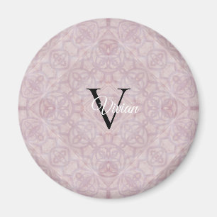 Aimant Nom du monogramme rose