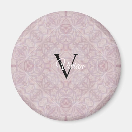 Aimant Nom du monogramme rose (Devant)