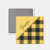 Aimant Nom du Motif de chèque Jaune moderne (Recto/Verso)
