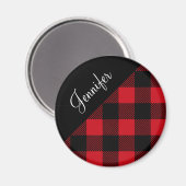 Aimant Nom du Motif moderne Red Buffalo Plaid Check (Recto/Verso)