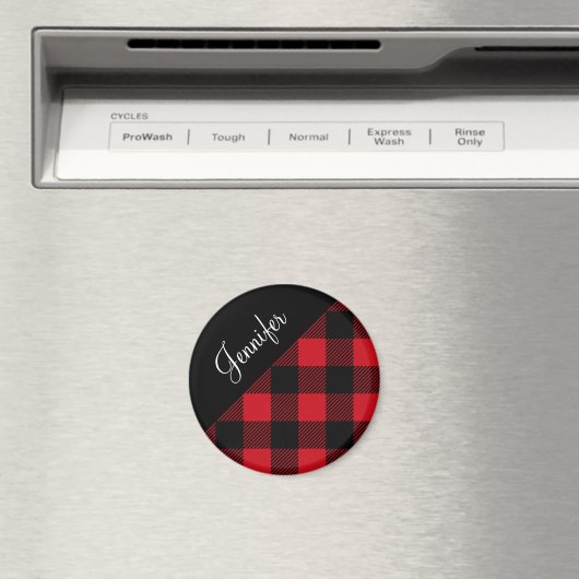 Aimant Nom du Motif moderne Red Buffalo Plaid Check (In Situ (Lave-vaisselle))