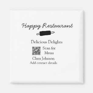 Aimant Nom du restaurant scan QR menu ajouter les coordon