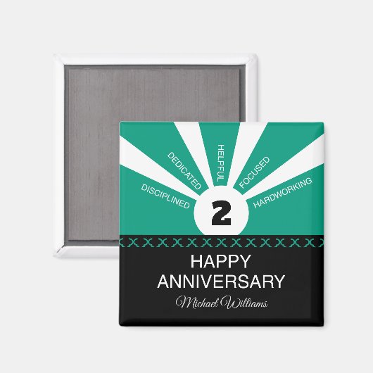 Aimant Nom et année personnalisés, Anniversaire de l'empl (Recto/Verso)