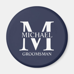 Aimant Nom et monogramme du Groomsman personnalisé