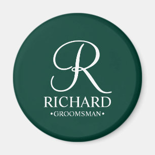 Aimant Nom et monogramme du Groomsman personnalisé
