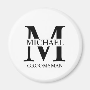 Aimant Nom et monogramme du Groomsman personnalisé