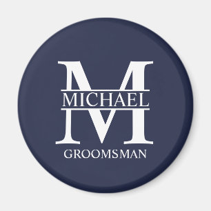 Aimant Nom et monogramme du Groomsman personnalisé