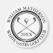 Aimant Nom et nom du club Date Noir et blanc (Devant)