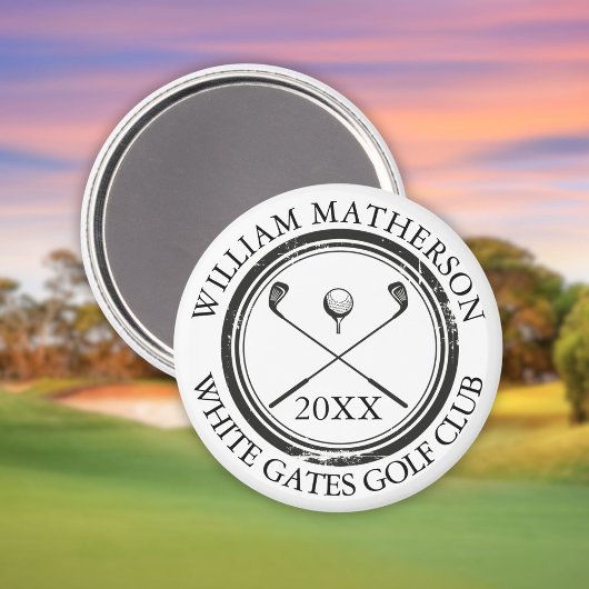 Aimant Nom et nom du club Date Noir et blanc