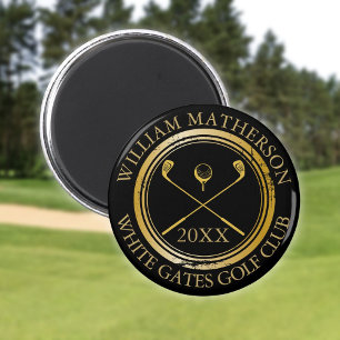 Aimant Nom et nom du club noir et or Date