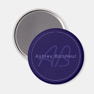 Aimant Nom et prénom modernes avec monogramme