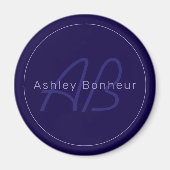 Aimant Nom et prénom modernes avec monogramme (Devant)