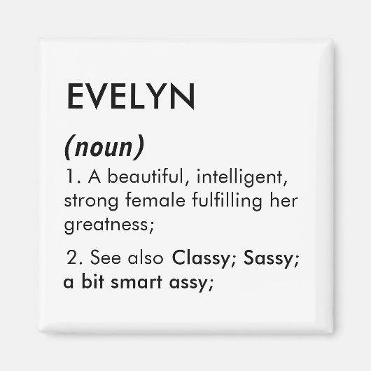 Aimant Nom Evelyn, Nom modifiable, Nom personnalisé (Devant)