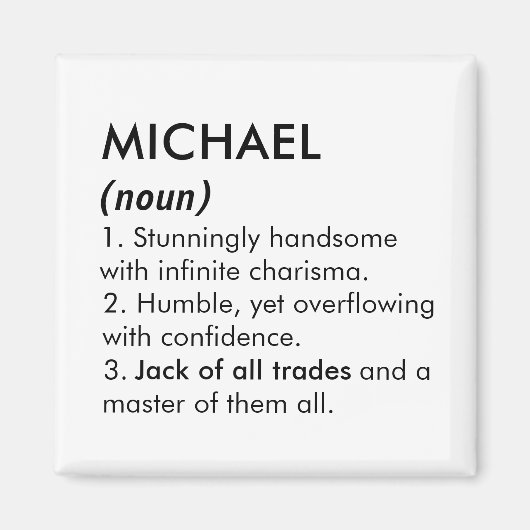Aimant Nom Michael, Nom modifiable, Nom personnalisé (Devant)