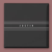 Aimant Nom modifiable et bandes géométriques | Noir et bl