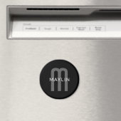 Aimant Nom Monogramme d'apparence moderne | Noir gris bla (In Situ (Lave-vaisselle))