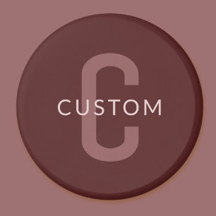 Aimant Nom Monogramme d'apparence moderne   Rouge marron