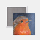 Aimant Nom monogramme de la famille d'oiseaux Robin (Recto/Verso)