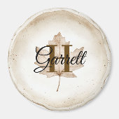 Aimant Nom Monogramme Feuille Marron (Devant)