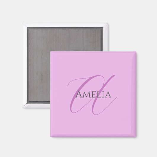 Aimant Nom Monogramme Lettre initiale Orchid & Lilac (Recto/Verso)