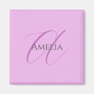 Aimant Nom Monogramme Lettre initiale Orchid & Lilac