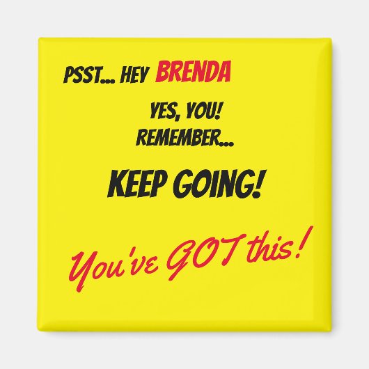 Aimant Nom personnalisé Affirmation Couleur jaune Bloc (Devant)