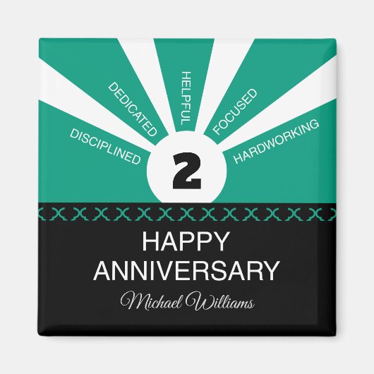 Aimant Nom personnalisé & Année, Anniversaire de l'employ (Devant)