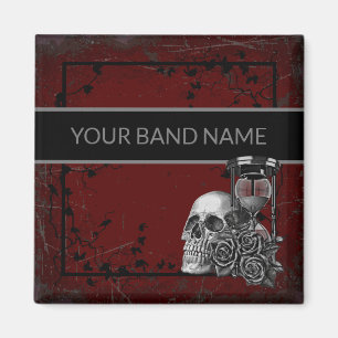 Aimant Nom personnalisé Bande Merch Rose crâne Rock Roll