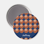 Aimant Nom personnalisé Basketball arrière - plan bleu (Recto/Verso)