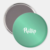 Aimant Nom personnalisé brillant turquoise (Recto/Verso)