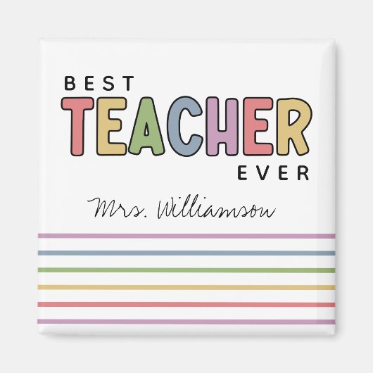 Aimant Nom personnalisé Colorful Enseignant Appréciation  (Devant)