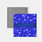 Aimant Nom personnalisé crosse bleue (Recto/Verso)