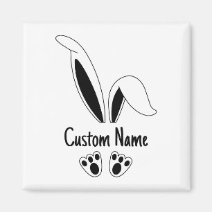 Aimant Nom personnalisé Cute Bunny Pâques