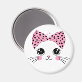 Aimant Nom personnalisé Cute face de chat (Recto/Verso)