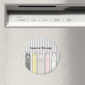 Aimant Nom personnalisé Cute Retro Colorful Llamas (In Situ (Lave-vaisselle))